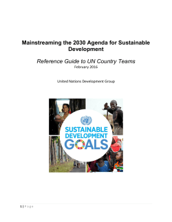 Mainstreaming the 2030 Agenda for Sustainable