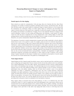 Measuring Behavioural Changes to Assess Anthropogenic Noise
