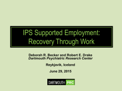 IPS Supported Employment: Recovery Through Work