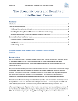 The Economic Costs and Benefits of Geothermal Power