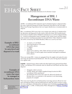 DNA Waste, Management of BSL 1 Recombinant
