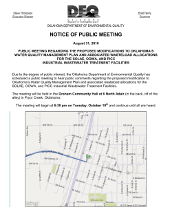 PRESS RELEASE - the Oklahoma Department of Environmental