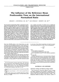 The Influence of the Reference Mean Prothrombin Time on the