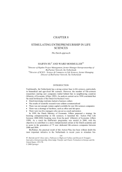 Stimulating entrepreneurship in life sciences: the Dutch approach
