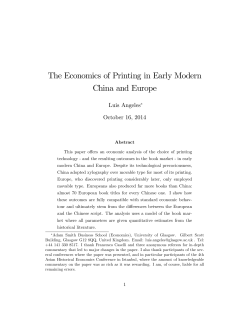 The Economics of Printing in Early Modern China and Europe