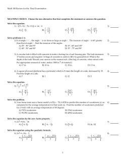 Review for Final Exam