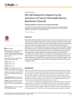 NK Cells Respond to Haptens by the Activation of Calcium