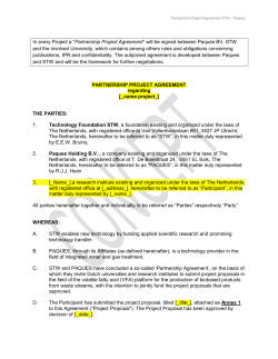 PARTNERSHIP PROJECT AGREEMENT