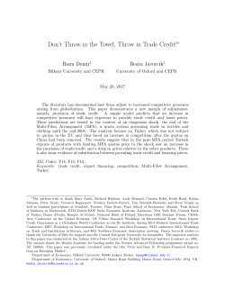 Don`t Throw in the Towel, Throw in Trade Credit!