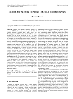 English for Specific Purposes (ESP): A Holistic Review