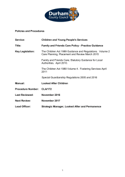 Policies and Procedures Service: Children and Young People`s