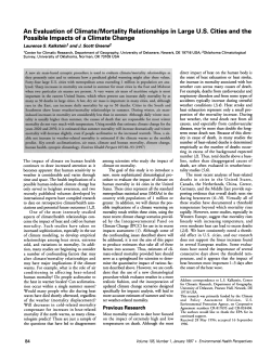 An Evaluation of Climate/Mortality Relationships in