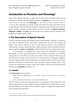 Introduction to Phonetics and Phonology1