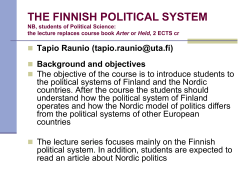 THE FINNISH POLITICAL SYSTEM (5 ECTS)