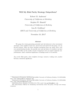 Will My Risk Parity Strategy Outperform? Robert M. Anderson