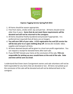 Express Tagging Service Spring/Fall 2015 1. All items should be