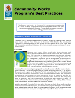 Community Works Program`s Best Practices