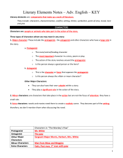 Literary Elements Notes Adv. English KEY