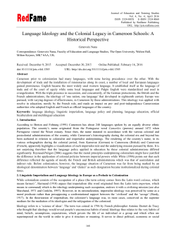 Language Ideology and the Colonial Legacy in Cameroon Schools