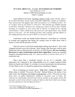 IT`S NOT ABOUT US&mdash;A CALL TO PASSIONATE WORSHIP Text