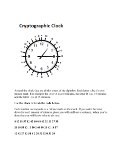Around the clock face are all the letters of the alphabet. Each letter is