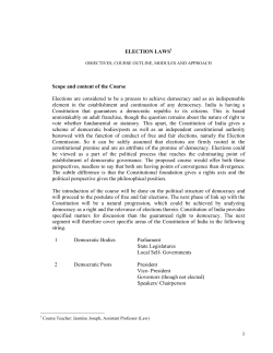 1 ELECTION LAWS Scope and content of the Course Elections are
