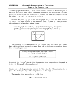 MATH 136 Geometric Interpretation of Derivative: Slope of the