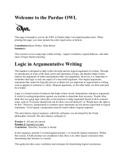 Welcome to the Purdue OWL Logic in Argumentative Writing
