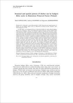Seasonal and spatial pattern of shelter use by badgers Meles meles