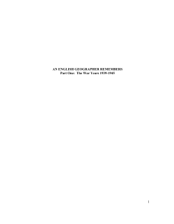 Memoirs of World War II: High School and College