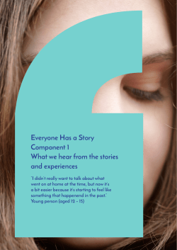 Everyone Has a Story Component 1 What we hear from the stories