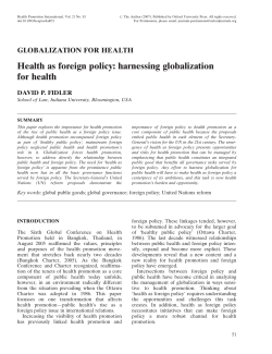 Health as foreign policy: harnessing globalization