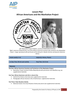 Lesson Plan African Americans and the Manhattan Project