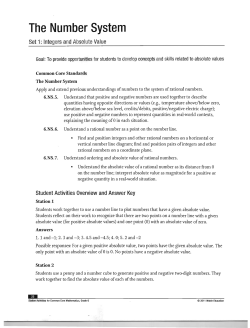 Set 1: Integers and Absolute Value File