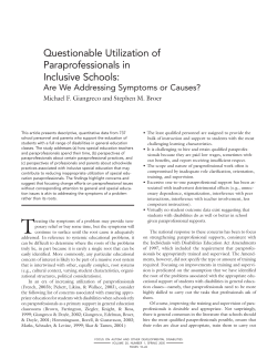 Questionable Utilization of Paraprofessionals in Inclusive Schools: