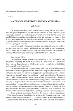 AMERICAN SENSITIVITY TOWARD MONGOLIA