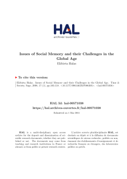 Issues of Social Memory and their Challenges in the Global Age
