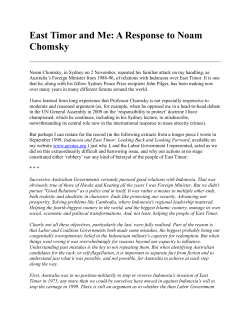 East Timor and Me: A Response to Noam Chomsky