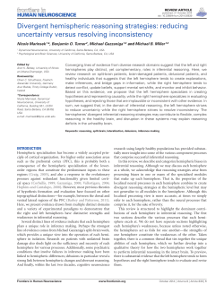 Divergent hemispheric reasoning strategies: reducing uncertainty