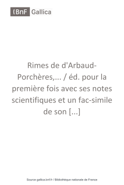 Rimes de d`Arbaud-Porch&egrave;res,... / &eacute;d. pour la premi&egrave;re fois