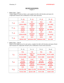 Chemistry 51 ANSWER KEY REVIEW QUESTIONS Chapter 5 1
