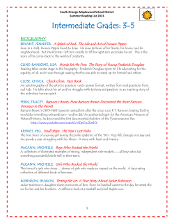 Intermediate Grades: 3-5 - South Orange Public Library