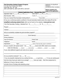 Post Secondary Student Support Program P.O. Box 216, Pic River