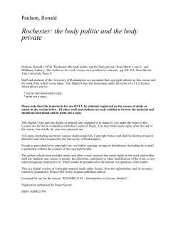 Rochester: the body politic and the body private