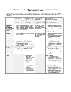 Proposed Eligibility Criteria for Each Type of