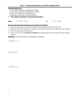 Sec 6.7 Radical Equations and Their Applications
