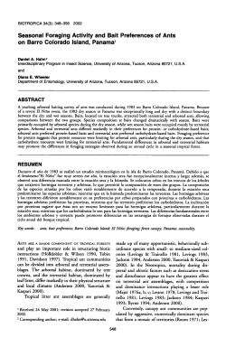 Seasonal Foraging Activity and Bait Preferences of Ants on Barro