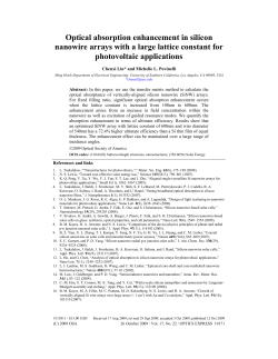 Optical absorption enhancement in silicon nanowire arrays with a