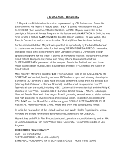 JS MAYANK - Biography - Western State Colorado University