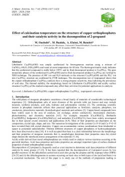 Effect of calcination temperature on the structure of copper